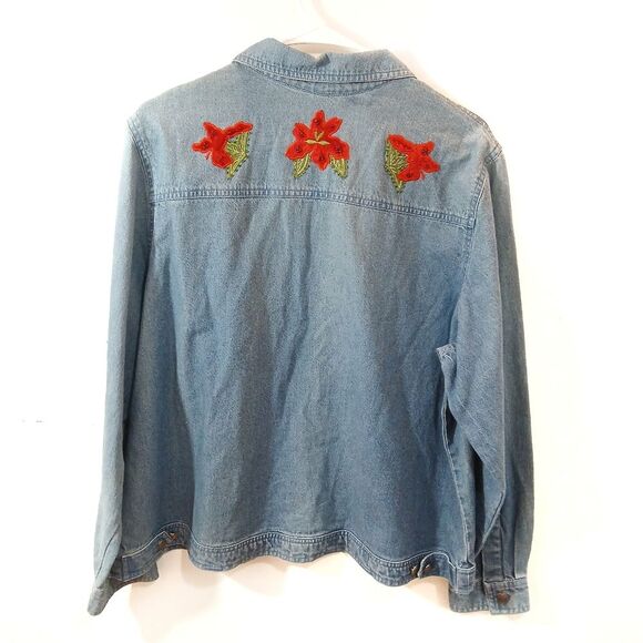 Denim Vintage Shacket Floral Fall - Picture 3 of 10